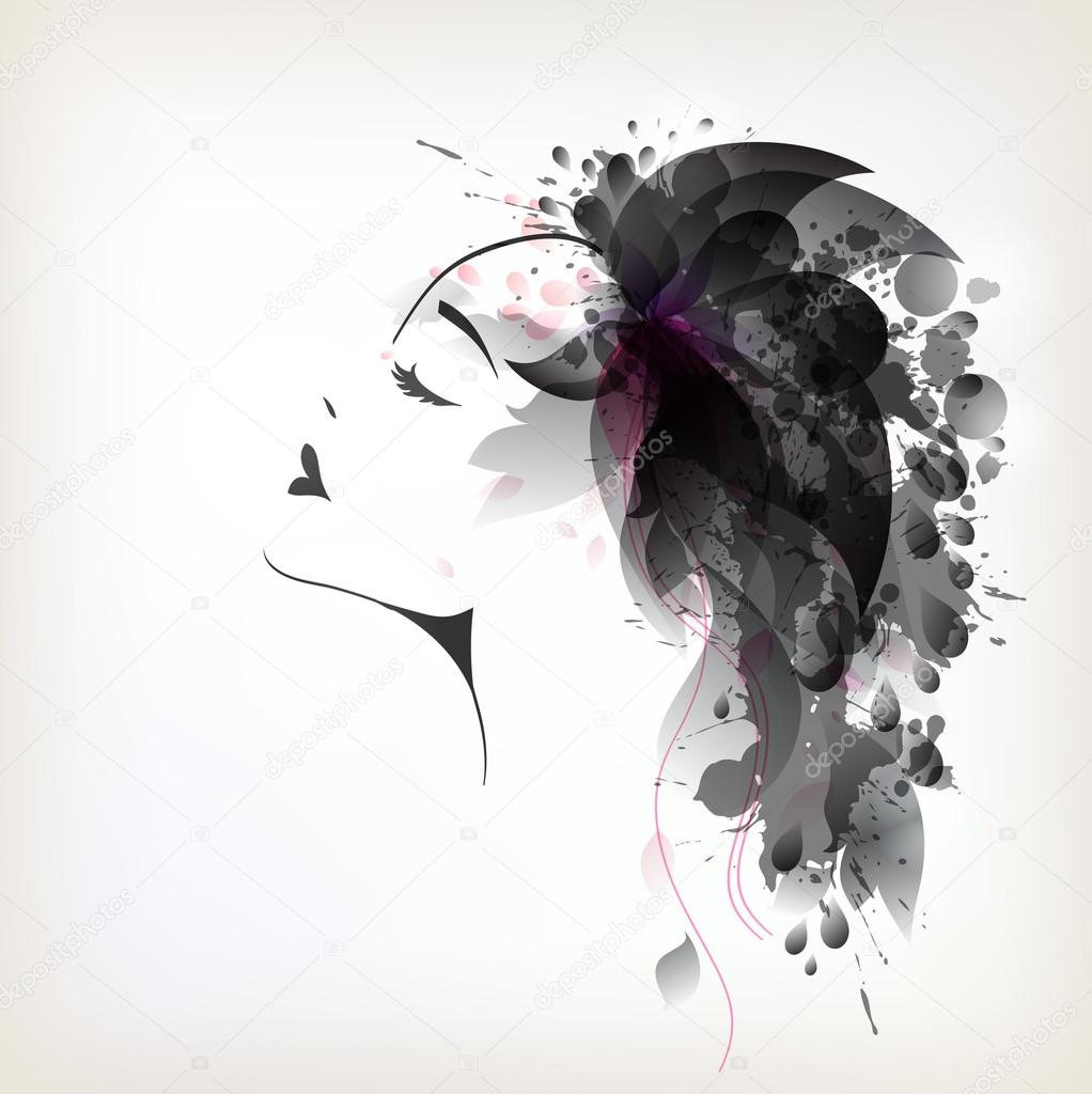 Woman with abstract flower hair