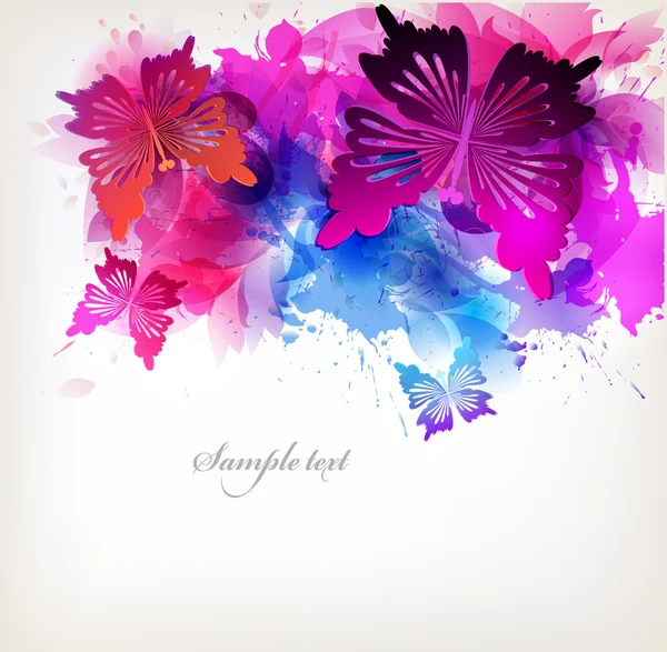 Hintergrund mit Aquarell-Schmetterlingen — Stockvektor