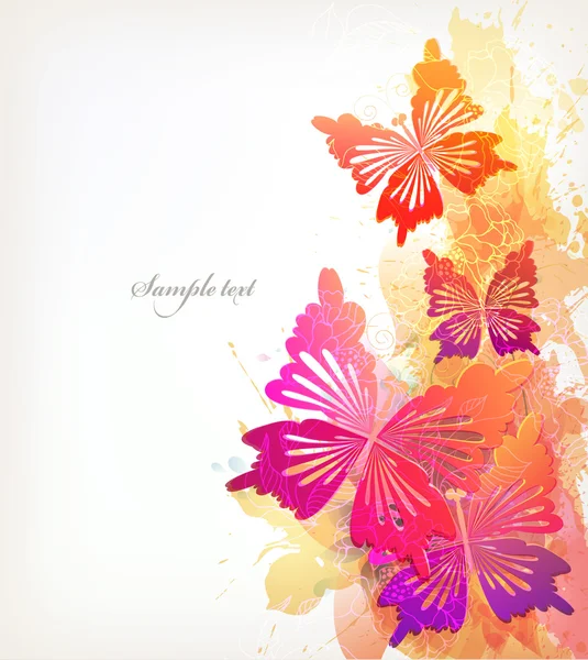 Flowers with butterflies background — Stock Vector