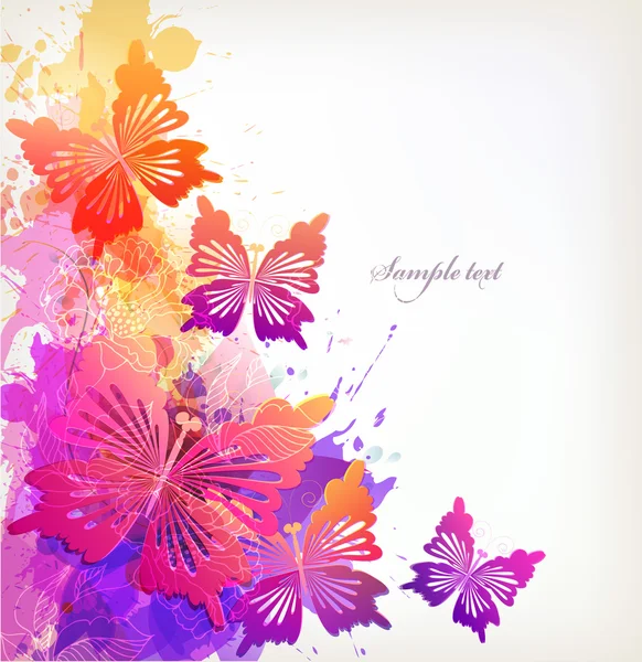 Flowers with butterflies background Stock Vector Image by ©lyudo 63081479