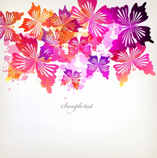 Flowers with butterflies background — Stock Vector