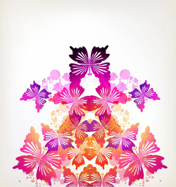 Flores con fondo de mariposas — Vector de stock