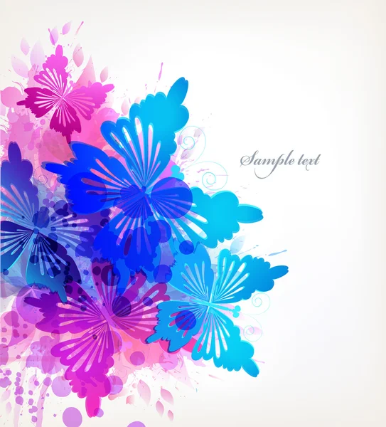 Färgglada blommor och fjärilar — Stock vektor