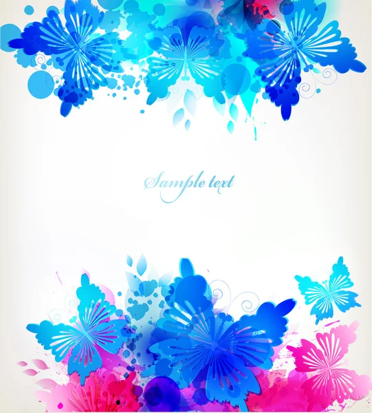 Flores coloridas y mariposas — Vector de stock