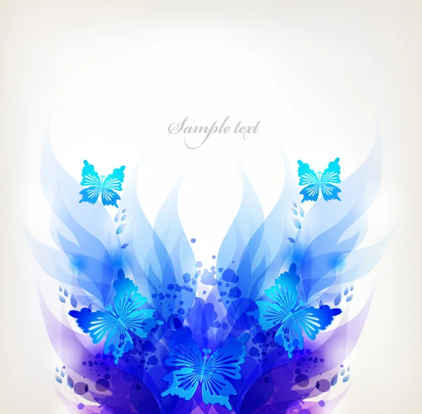カラフルな花と蝶背景 — ストックベクタ