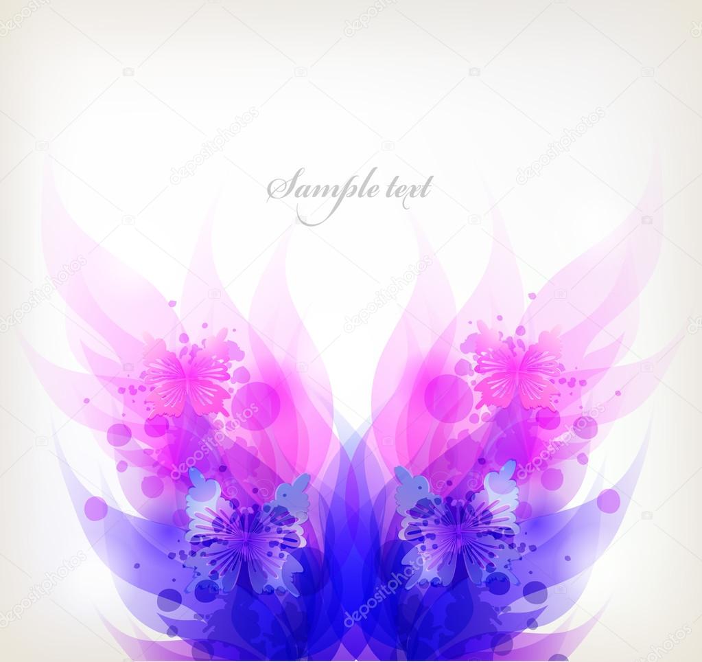Background with colorful flowers and butterflies