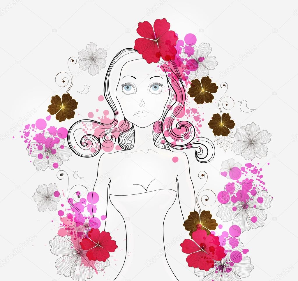 woman with vintage flowers