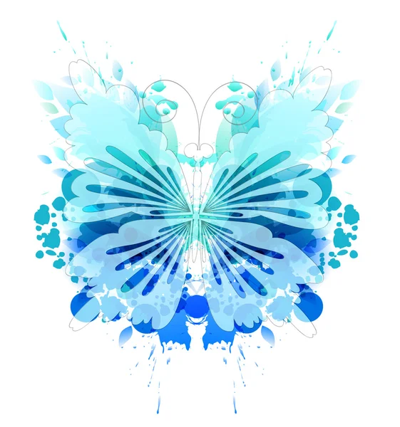 Fantasie-Aquarell-Schmetterling — Stockvektor