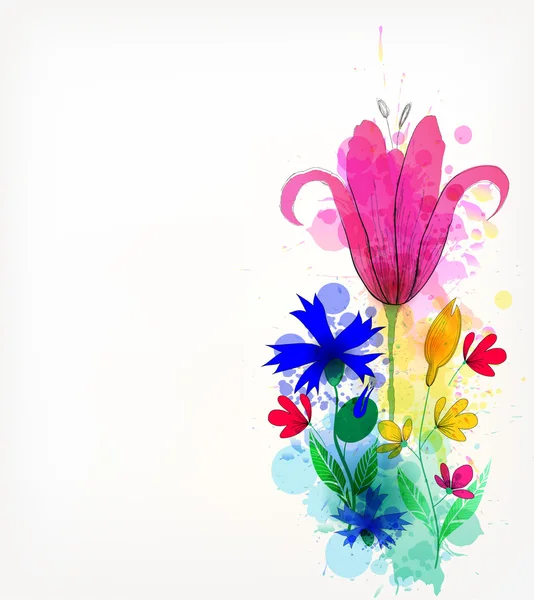 Fondo con flores de colores y manchas — Archivo Imágenes Vectoriales