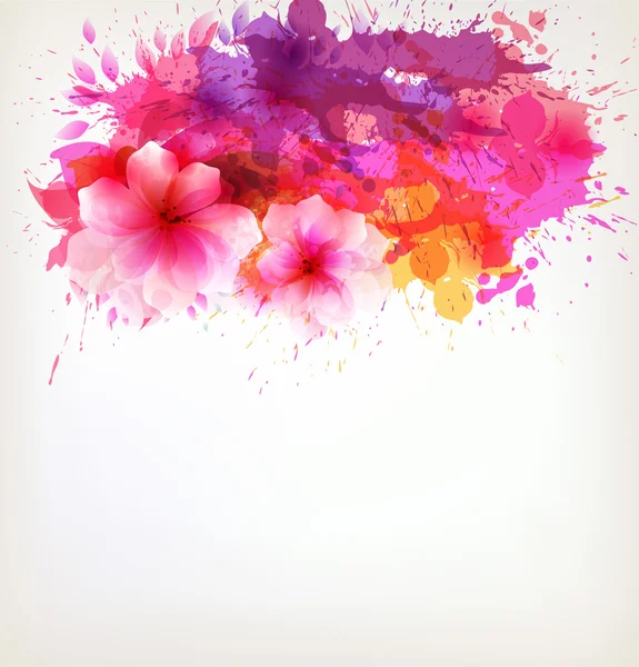 与七彩花朵水彩背景 — 图库矢量图片