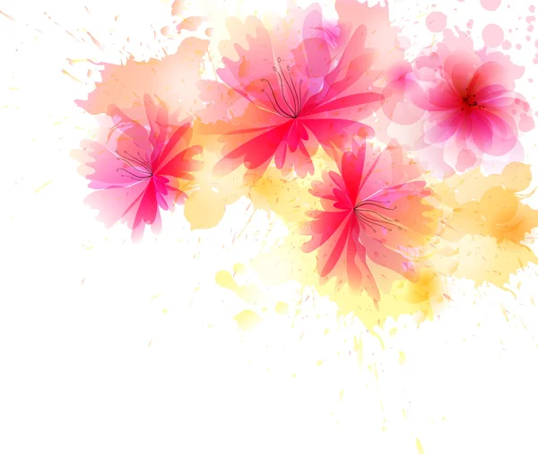 Aquarell Hintergrund mit bunten Blumen — Stockvektor