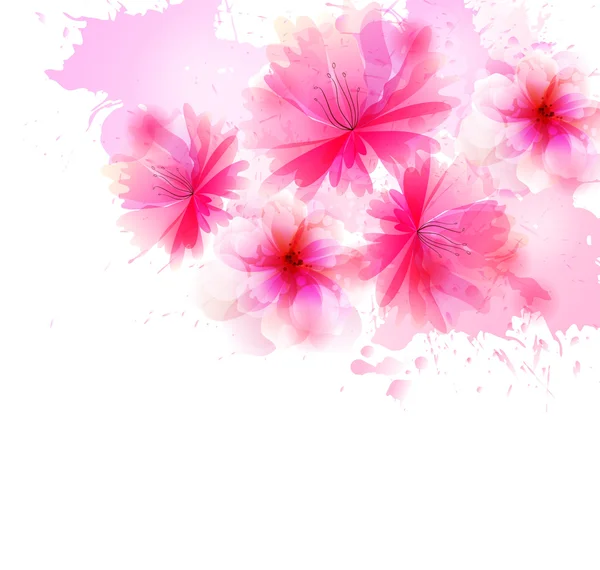 Fondo acuarela con flores de colores — Vector de stock