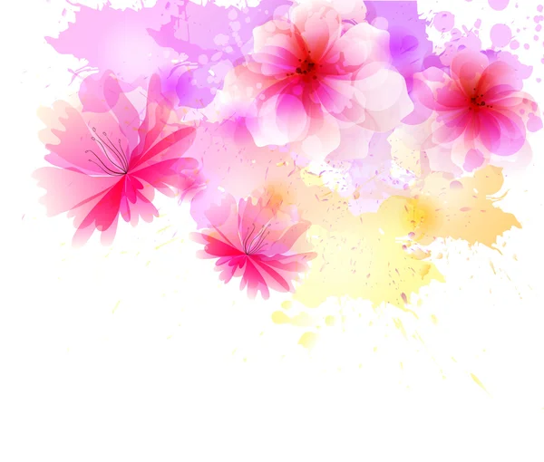 Fundo aquarela com flores coloridas — Vetor de Stock