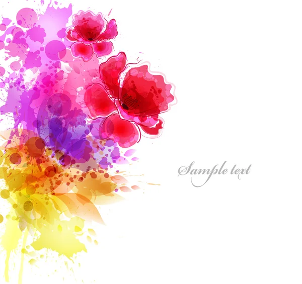 Fundo aquarela com flores coloridas — Vetor de Stock