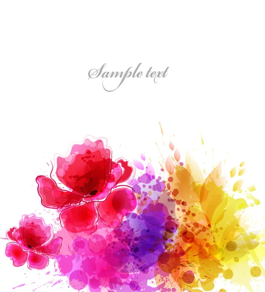 Aquarell Hintergrund mit bunten Blumen — Stockvektor