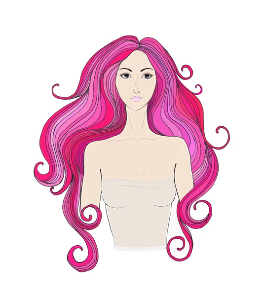 Illustration of woman with long hair — Stock Vector