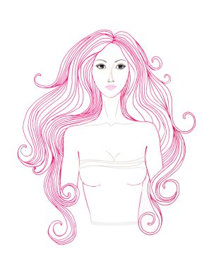 uzun saçlı kadın çizimi