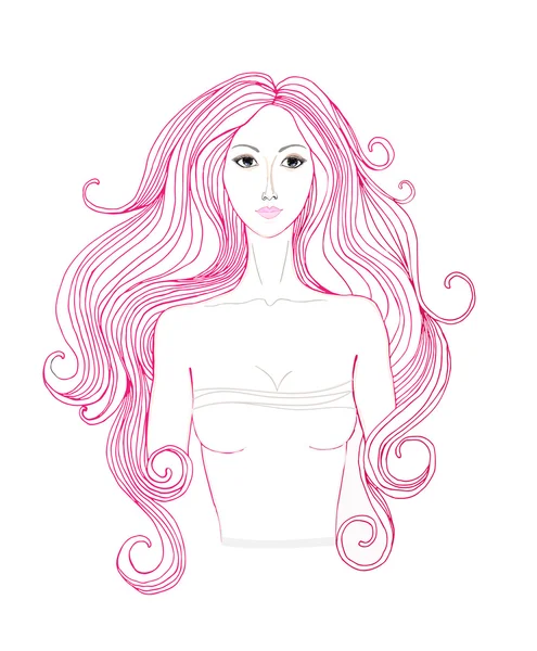 Ilustración de mujer con cabello largo — Archivo Imágenes Vectoriales