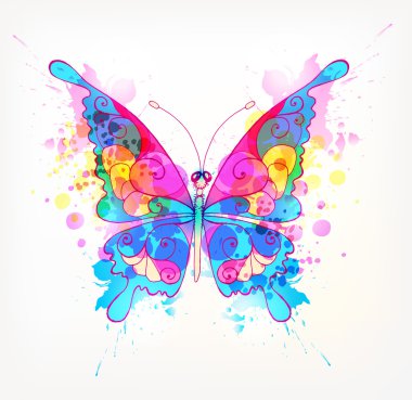 Suluboya renkli kelebek