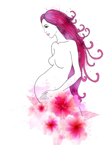 Pregnant woman silhouette — Stock Vector