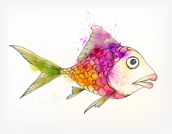 Watercolor  colorful fish — Stock Vector