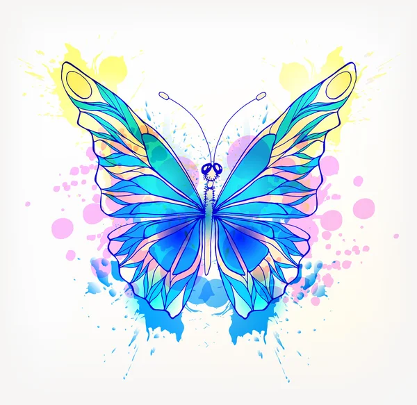Aquarelle papillon coloré — Image vectorielle