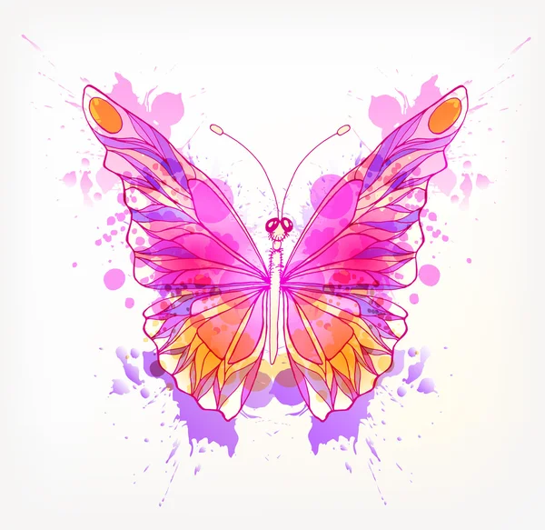 Watercolor colorful butterfly — Stock Vector