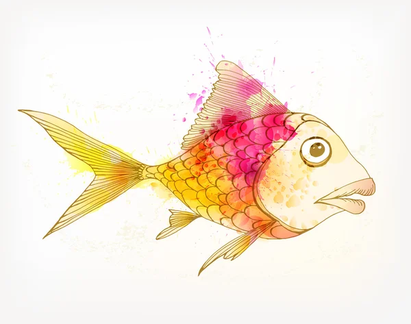 Watercolor  colorful fish — Stock Vector