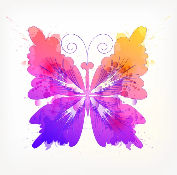 Acuarela mariposa colorida — Vector de stock