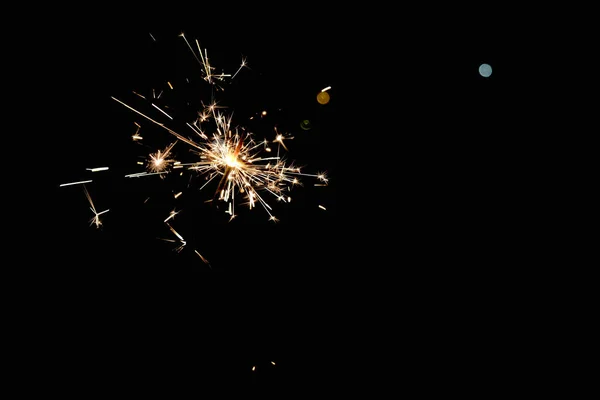 Burning sparkler, happy new year. Merry Christmas. — Stock Photo, Image