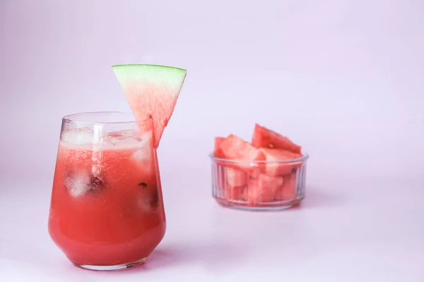 Cóctel Sandía Verano Refresco Orgánico Snacks Fríos Sobre Fondo Madera — Foto de Stock