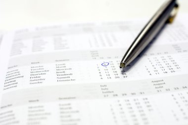 Bir takvimde işaretlenmiş daire