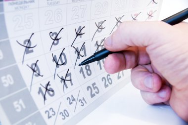 Bir takvimde işaretlenmiş daire