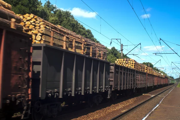 Vista panorámica del tren mixto de mercancías dentro del paisaje rural —  Fotos de Stock