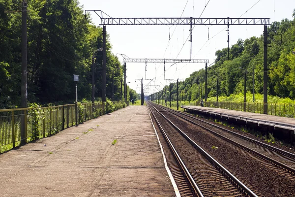 안개가 자욱 한 철도, 옥외 풍경 — 스톡 사진