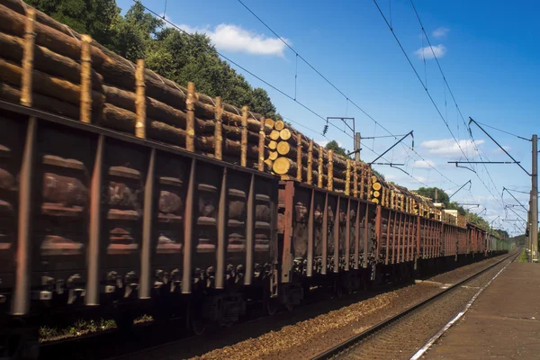 Vacker utsikt över blandat godståg inom landsbygdens landskap — Stockfoto