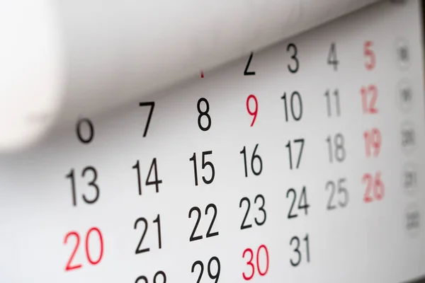 Zavřít Modře Tónovanou Stránku Kalendáře — Stock fotografie