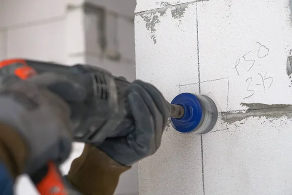 Rotary Hammer Drills Holes Outlets — Stock Photo, Image