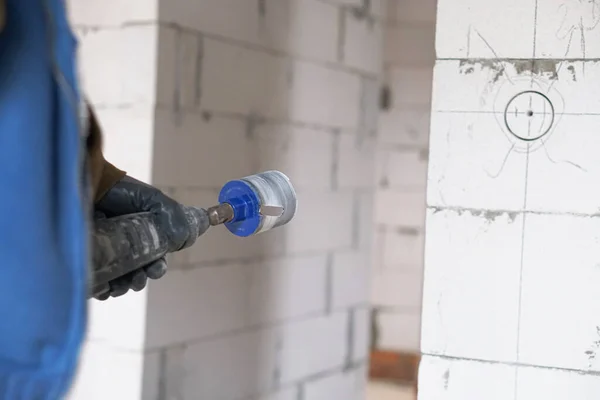 Rotary Hammer Drills Holes Outlets — Stock Photo, Image