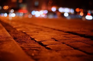 Yol ışık bokeh ile arka plan bulanıklık