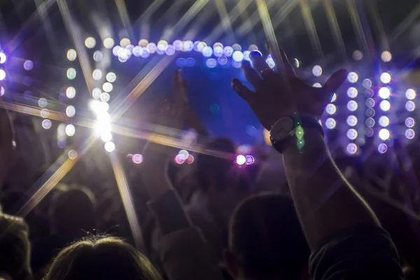 Crowd cheering at the music concert — Stock Photo, Image