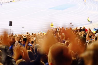 Bir futbol maçında tribünlerde kutluyor fan