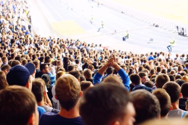 Bir futbol maçında tribünlerde kutluyor fan