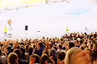 Bir futbol maçında tribünlerde kutluyor fan