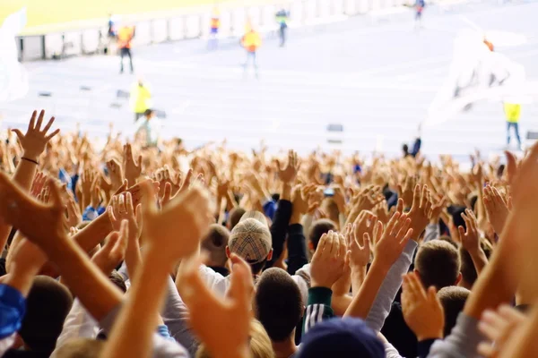 Bir futbol maçında tribünlerde kutluyor fan — Stok fotoğraf