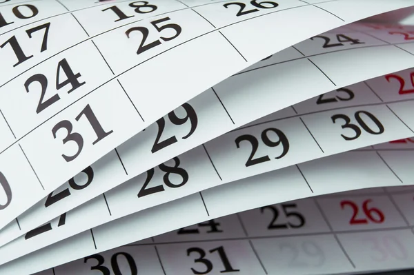 Detail stránky kalendáře s připínáčku — Stock fotografie