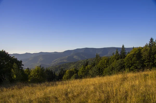 Otoño Vista de las montañas de los Cárpatos de Ucrania , — Foto de Stock