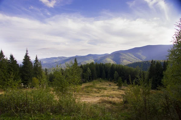 Otoño Vista de las montañas de los Cárpatos de Ucrania , — Foto de Stock