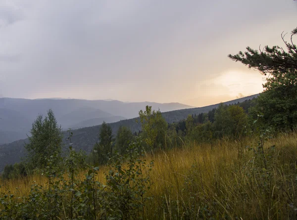 Otoño Vista de las montañas de los Cárpatos de Ucrania , — Foto de Stock