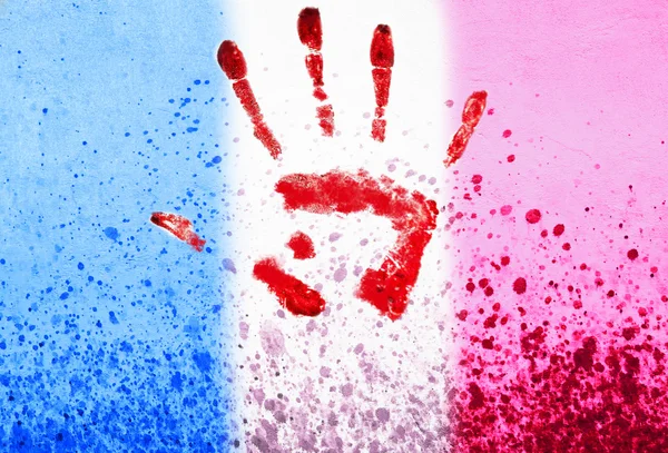 Dirty French flag painted on the wall — Stock Photo, Image